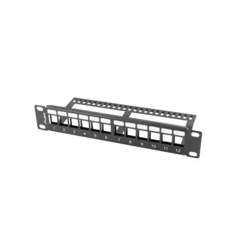 Rack blanking panel LANBERG PPKS-9112-B, 12 prievadų, 1U, metalinis, pilkas, 254×44.5×99.3 mm