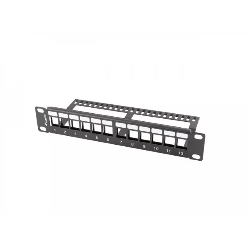 Rack blanking panel LANBERG PPKS-9112-B, 12 prievadų, 1U, metalinis, pilkas, 254×44.5×99.3 mm