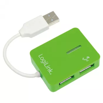 USB Hub LOGILINK UA0138 — 4 prievadų USB 2.0 šakotuvas, žalias, iki 480 Mbit/s