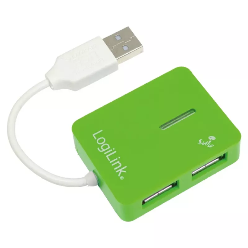 USB Hub LOGILINK UA0138 — 4 prievadų USB 2.0 šakotuvas, žalias, iki 480 Mbit/s