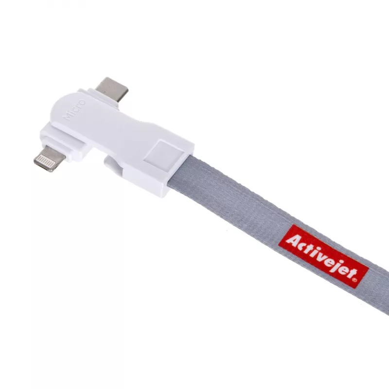 Activejet telefono įkroviklis su įkrovimo laidu 3-in-1 ant kaklo segamas dirželis