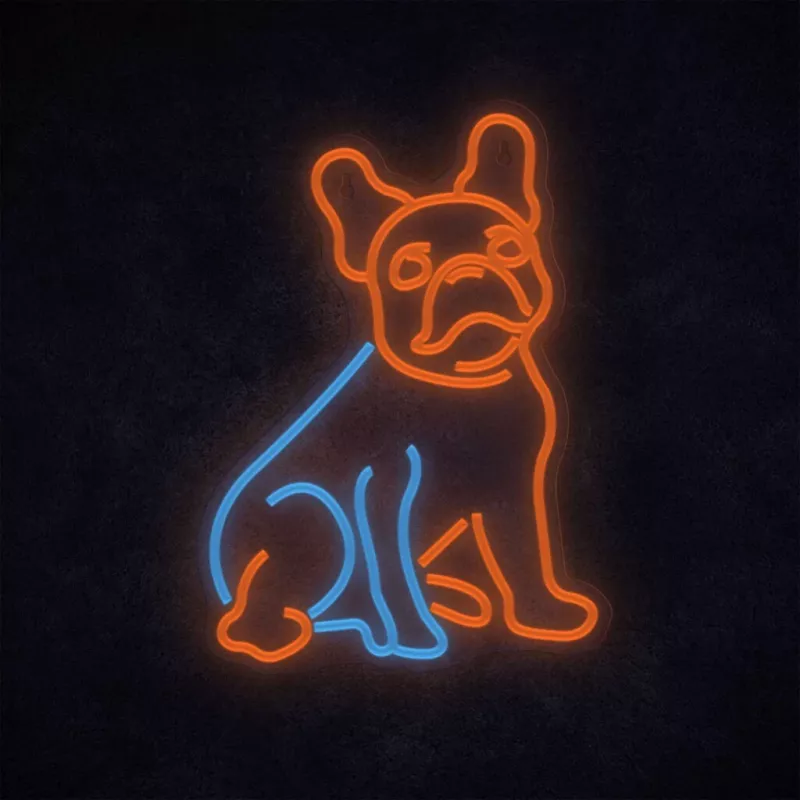 Neon Lights Dog MANTA SNL68MT prancūzų buldogo stiliaus dekoratyvinis neoninis ženklas