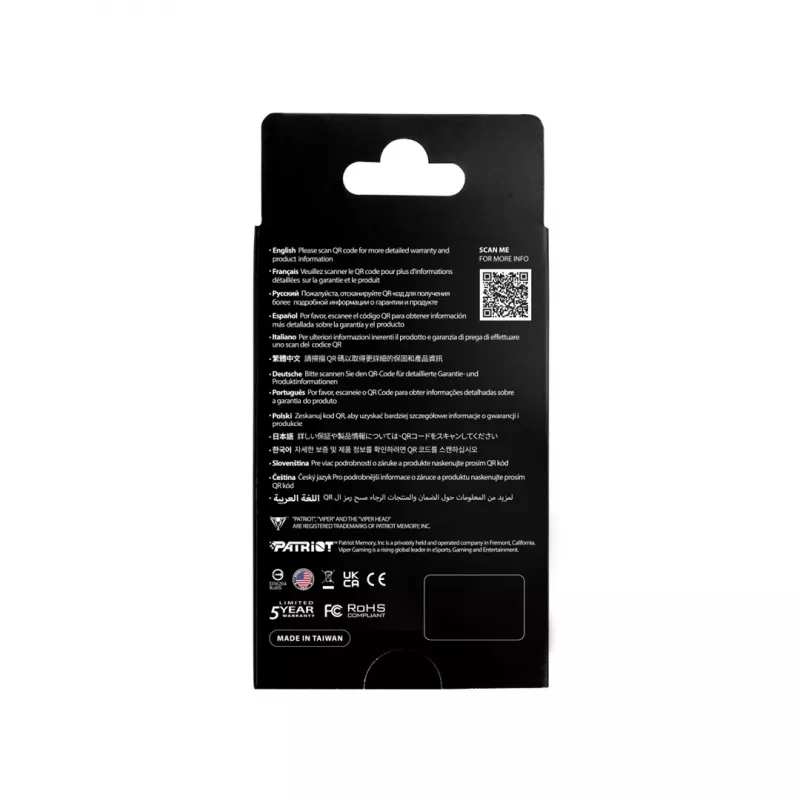 M.2 2280 NVMe PCIe Gen5 x4 SSD PATRIOT PV593P2TBM28H 2 TB, NVMe 2.0, 14000/13000 MB/s