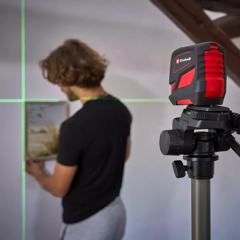 Lazerinis nivelyras Einhell TC-LL 2 G — savaime išsilyginantis žalias kryžius ir 360° linija