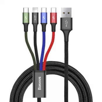 Baseus Fast 4in1 2xUSB-C / Lightning / Micro 3.5A 1.2m laidas USB (juodas)
