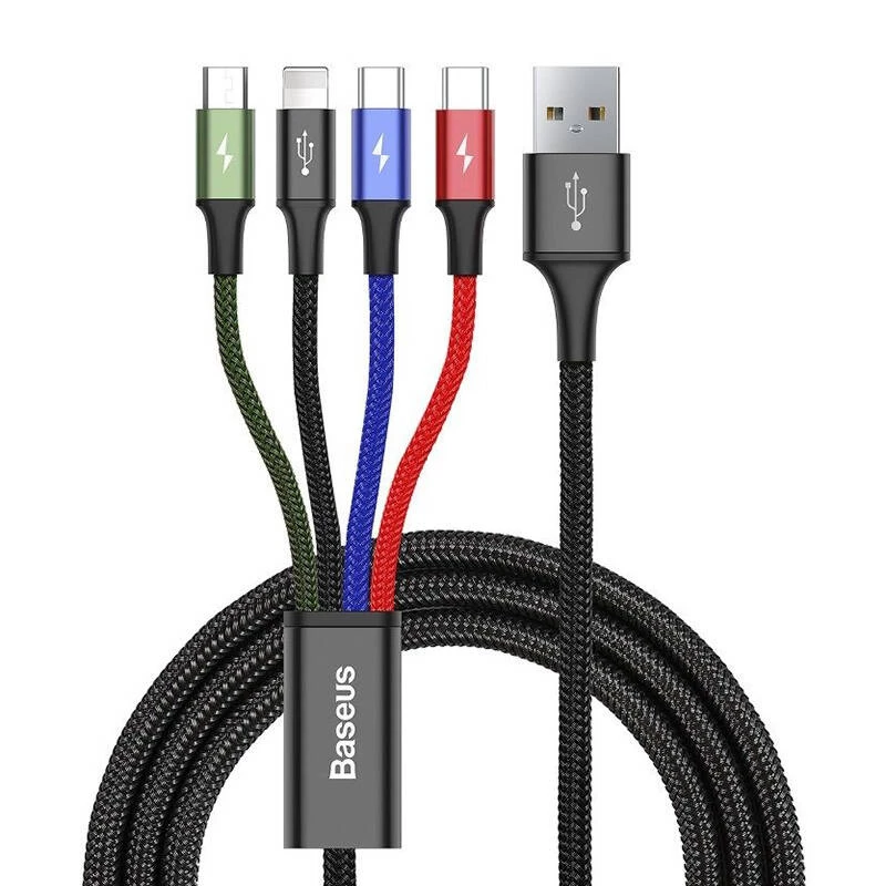Baseus Fast 4in1 2xUSB-C / Lightning / Micro 3.5A 1.2m laidas USB (juodas)