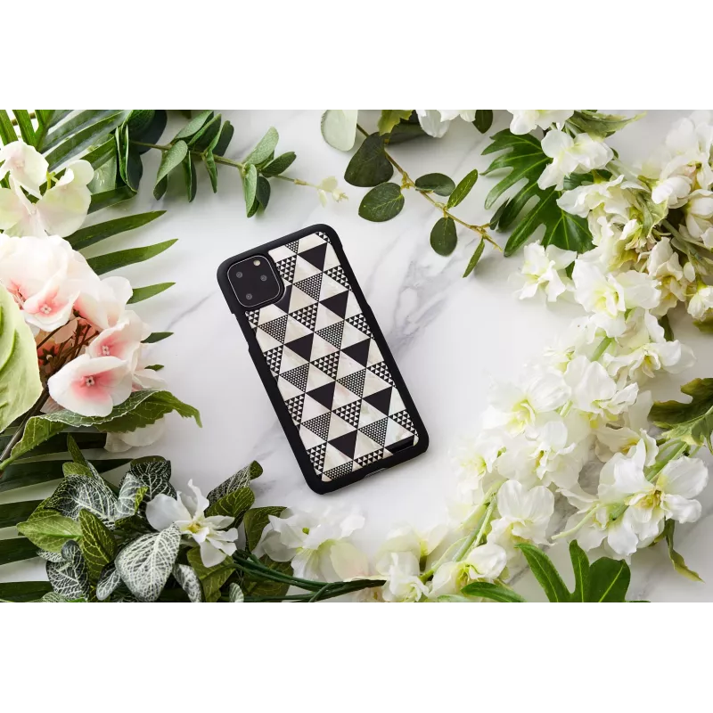 Išmaniojo telefono dėklas iKins, skirtas iPhone 11 Pro Max, juodo piramidės dizaino, apsauginis kietas apvalkalas