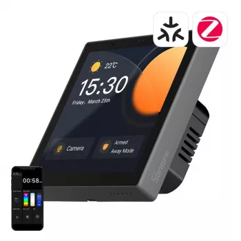 Prie sienos montuojamas išmanusis valdymo pultas „Sonoff NSPanel Pro“ — Wi‑Fi, Bluetooth, ZigBee palaikymas, modelis NSPanel86PB