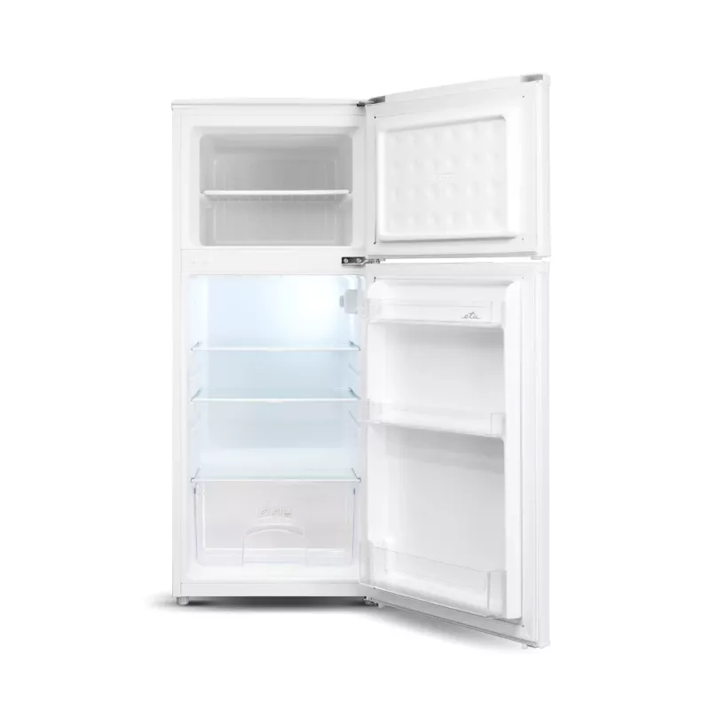 ETA šaldytuvas | ETA174490000E | Energijos efektyvumo klasė E | Pastatomas | Dviejų durų | Aukštis 123 cm | Šaldytuvo naudingoji talpa 112 L | Šaldiklio naudingoji talpa 39 L | 40 dB | Balta
