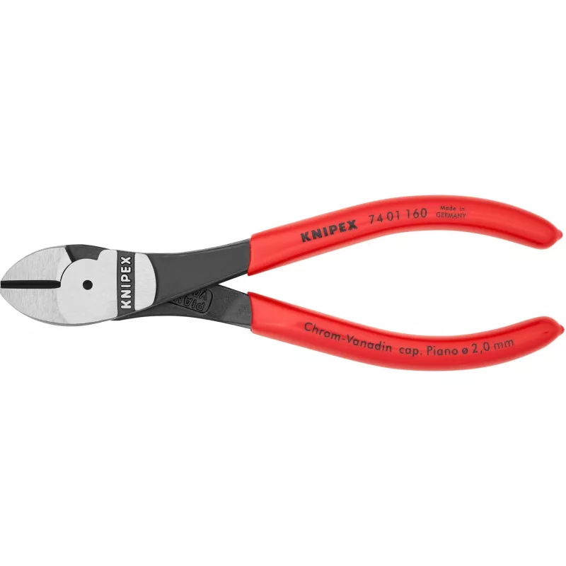 Įstrižinės replės Knipex 74 01 160, chromo-vanadžio plienas, plastikinė rankena
