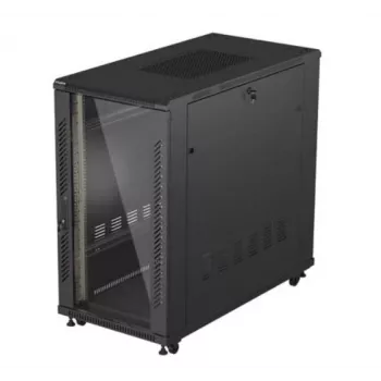 Spintelė stovui LANBERG FF01-6222-12B 22U 600x1200 mm juoda su stiklinėmis priekinėmis ir galinėmis durelėmis