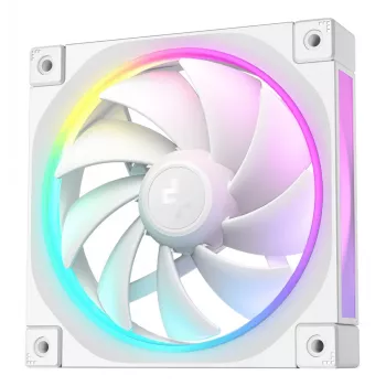 12 cm korpuso ventiliatorius DeepCool FL12 WH — 3 vnt. rinkinys, 120×120×25 mm, 2150 RPM, 55 CFM, Fluid Dynamic Bearing, PWM, multi-LED, 4-pin
