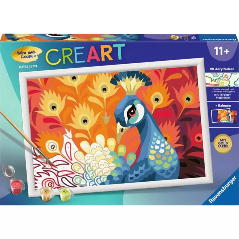 Tapybos rinkinys Ravensburger CreArt Proud Peacock — tapybos rinkinys