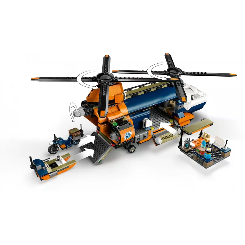 LEGO City 60437 Džiunglių tyrinėtojų sraigtasparnis bazinėje stovykloje