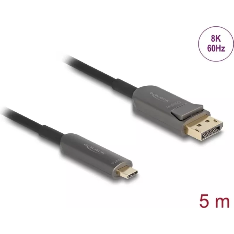 DELOCK aktyvus optinis kabelis USB-C į DisplayPort 81604 4K 60 Hz, USB-C (Alt Mode) į DP, 1,8 m