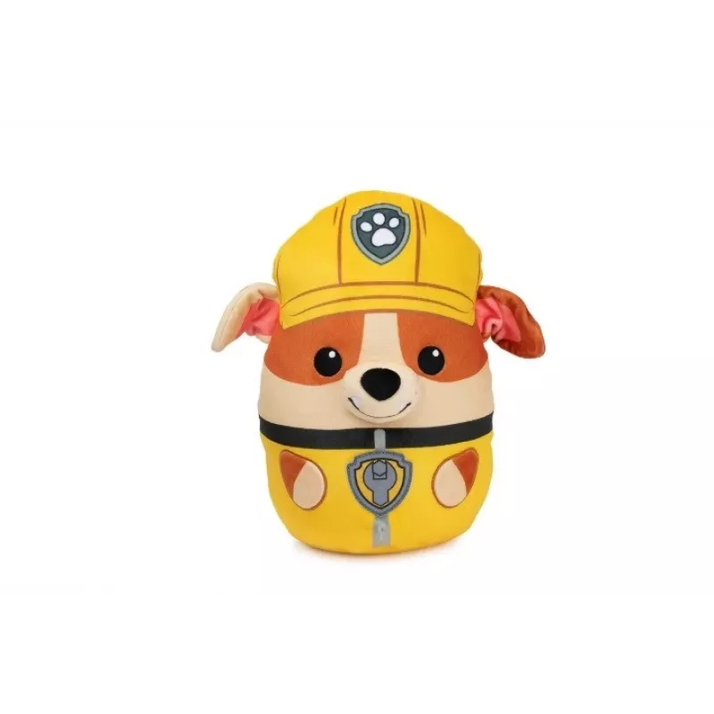 PAW Patrol Rubble Squish Plush, oficialus žaislas iš populiaraus animacinio filmuko, minkštas pliušinis gyvūnas vaikams nuo 1 metų, 12”