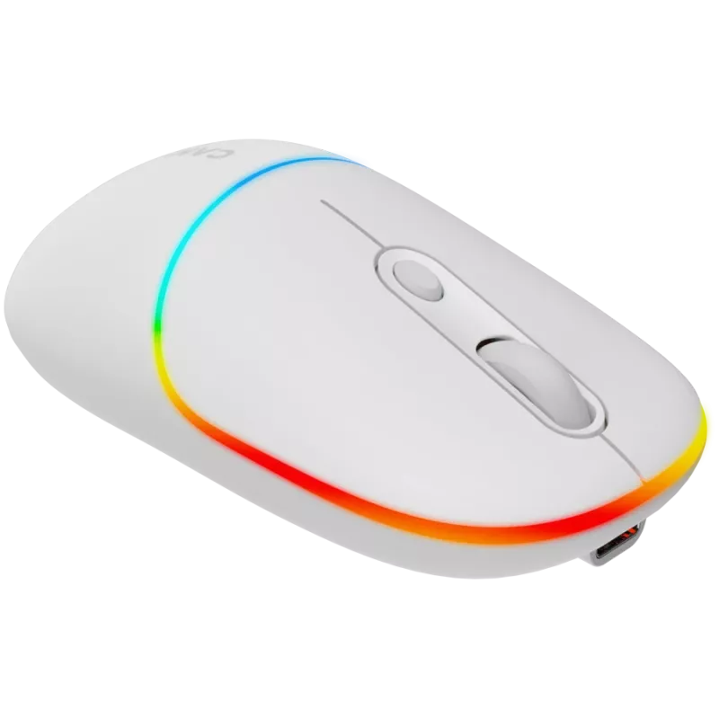Canyon MW-22 CNS-CMSW22SW pelė – 2 viename Bluetooth/2,4 GHz – optinė – 800/1200/1600 DPI – 4 mygtukai – RGB apšvietimas – įkraunama – sniego balta