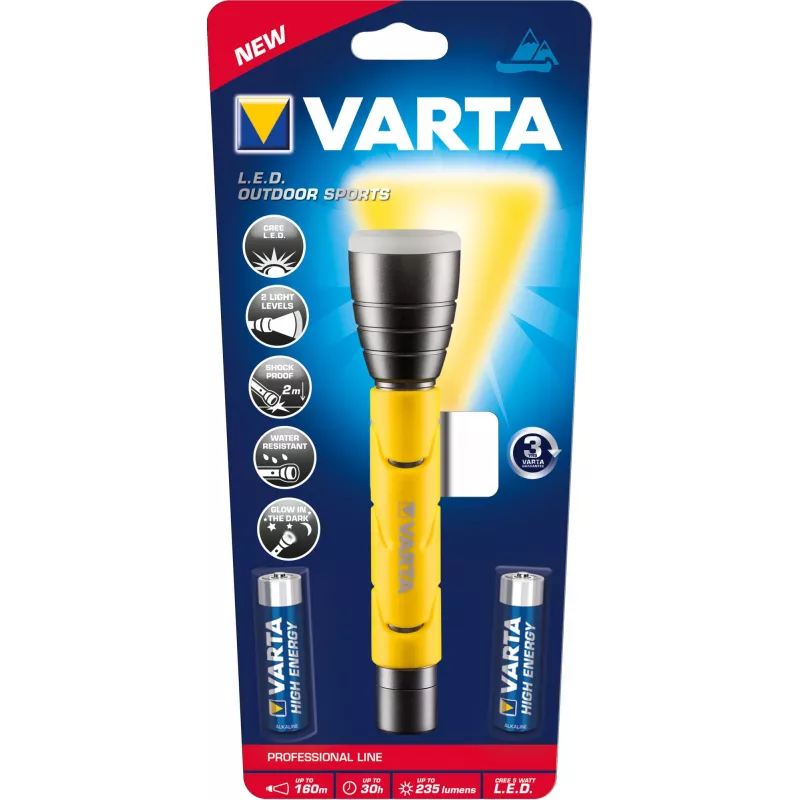 Varta 18628101421 - rankinis žibintuvėlis - juoda - geltona - LED - 1 lempa - 235 lm - 160 m