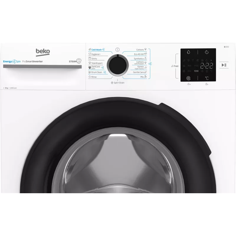 BEKO skalbimo mašina BM3WFSU38413WB, 8 kg, energijos klasė A, 51,8 cm, 1400 aps./min., inverterinis variklis