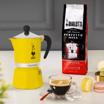 Moka puodas Bialetti Rainbow juoda geltona