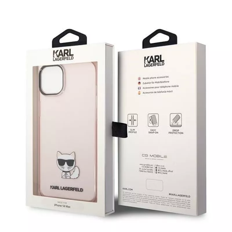 Karl Lagerfeld KLHCP14MCTRI Iphone 14 Plus / 15 Plus 6.7 Kietas dėklas Rožinis / Rožinis skaidrus Choupette Body