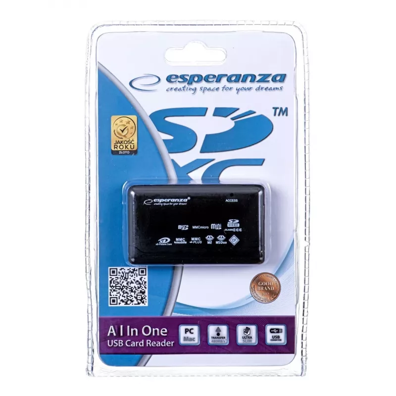 Esperanza EA117 kortelių skaitytuvas juodas USB 2.0