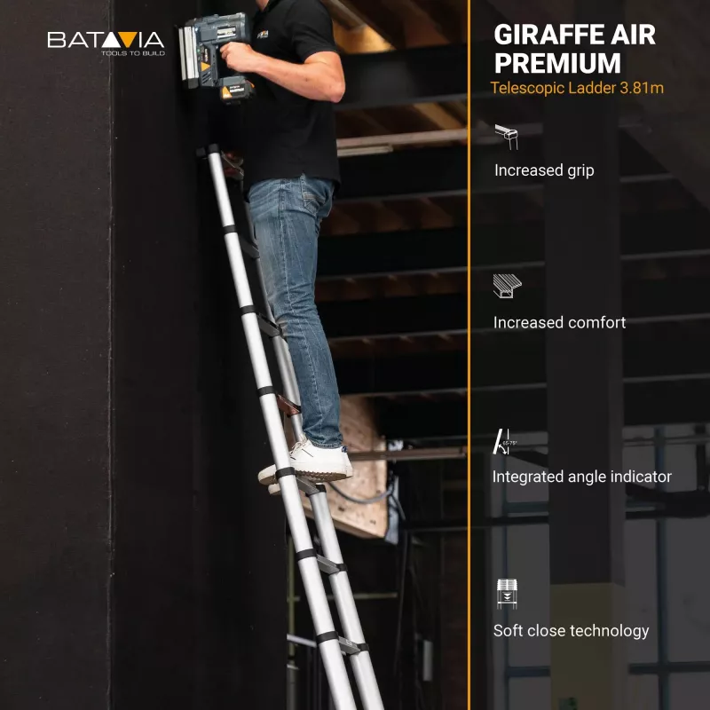 Teleskopinis kopėčios Batavia B.V. Giraffe AIR 3,81 m, kompaktiškos ištraukiamos aliuminio kopėčios