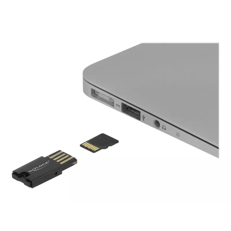 DeLOCK USB 2.0 kortelių skaitytuvas juodas Micro SD MicroSDHC MicroSDXC 480 Mbit/s