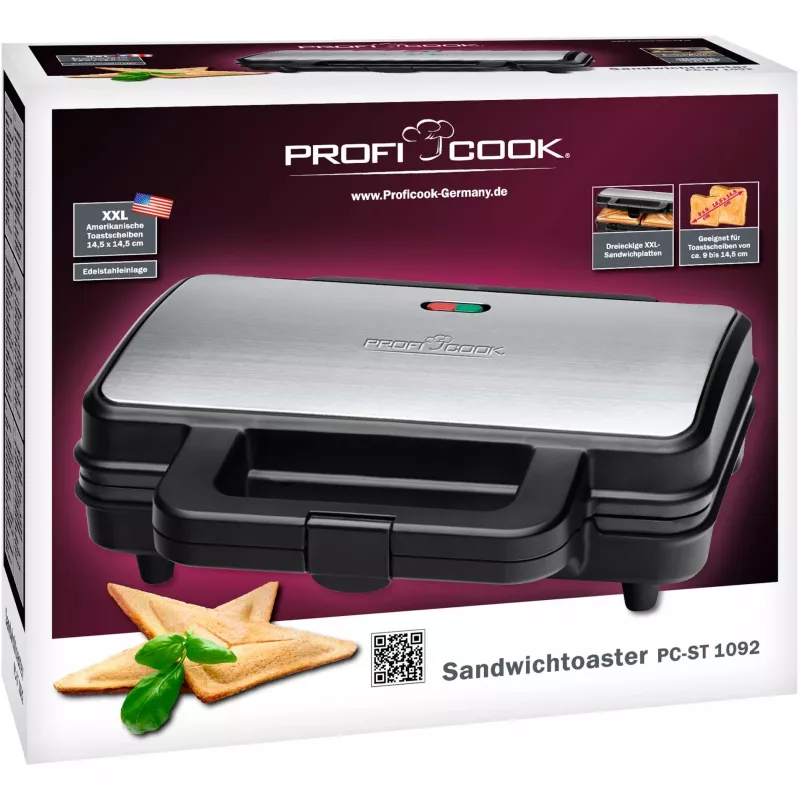 ProfiCook PC-ST 1092 - sumuštinių keptuvė - 900 W - nerūdijantis plienas/juoda