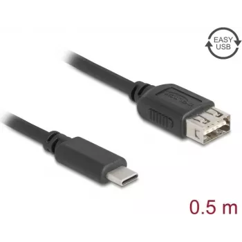USB laidas DELOCK 81535 USB 2.0, USB-C į USB-A, 0.5 m, juodas