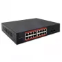 Tinklo komutatorius QOLTEC 52364 — Gigabit Ethernet PoE 16xRJ45, 2xSFP