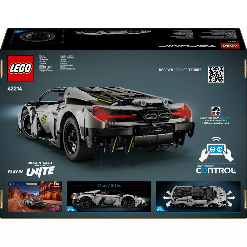 LEGO Technic Supercar Lamborghini Revuelto 42214 — 1:10 mastelio detalus modelio rinkinys, 1 135 detalės