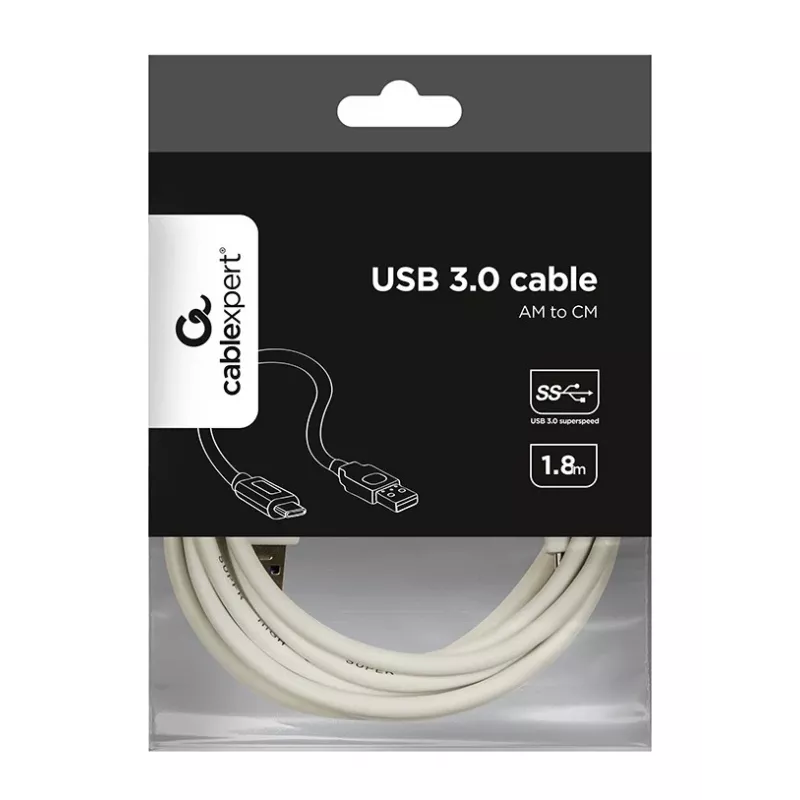 Gembird CCP-USB3-AMCM-6-W USB laidas USB 3.2 Gen 1 (3.1 Gen 1) 1,8 m USB A USB C Baltas