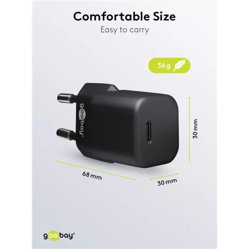 Mobiliojo įrenginio įkroviklis Goobay 65403 universali juoda AC greito įkrovimo