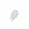 AC vidaus USB GaN įkroviklis DIGITUS DA-10301 — 30W, 1× USB-C, 1× USB-A, 100–240V, balta