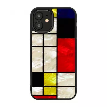 Apsauginis dėklas iKins, skirtas Apple iPhone 12 mini — juodas Mondrian dizainas