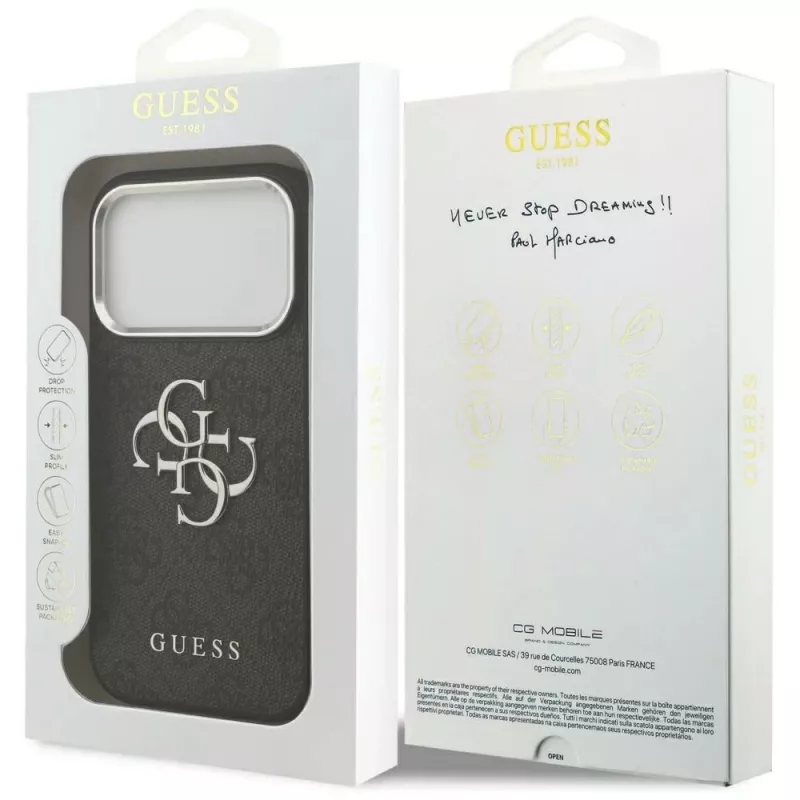 GUESS | Hardcase 4G | Back cover | iPhone 17 Pro Max | Apple | Ecological leather/PC/Plastic/TPU | Black