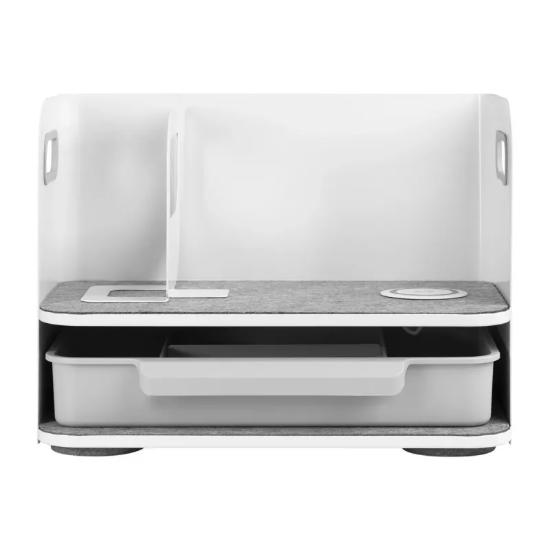 Stalinis organizatorius su stalčiumi ir belaidžiu įkrovikliu Ergo Office, baltas, maks. 10 kg, ER-441