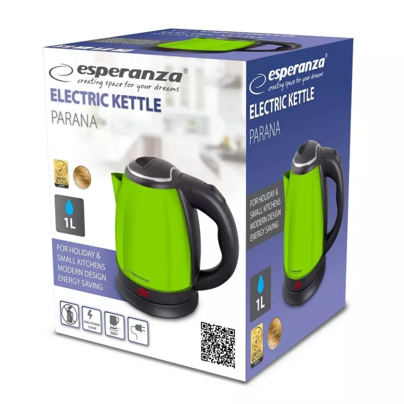 Elektrinis virdulys ESPERANZA EKK128G 1,0 L 1350 W belaidis plastikinis korpusas žalias