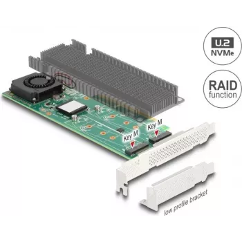 M.2 NVMe kortelė DELOCK 90123 Low-Profile — RAID 0/1/JBOD, PCIe 3.0 x8