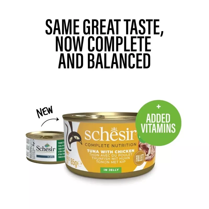 SCHESIR Tuna su vištiena želėje - drėgnas kačių ėdalas - 85 g