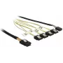 Vidinis Mini SAS į 4×SATA laidą DELOCK 1 m — Mini SAS SFF-8087 į 4×SATA 7 kontaktų, juoda/sidabrinė/geltona