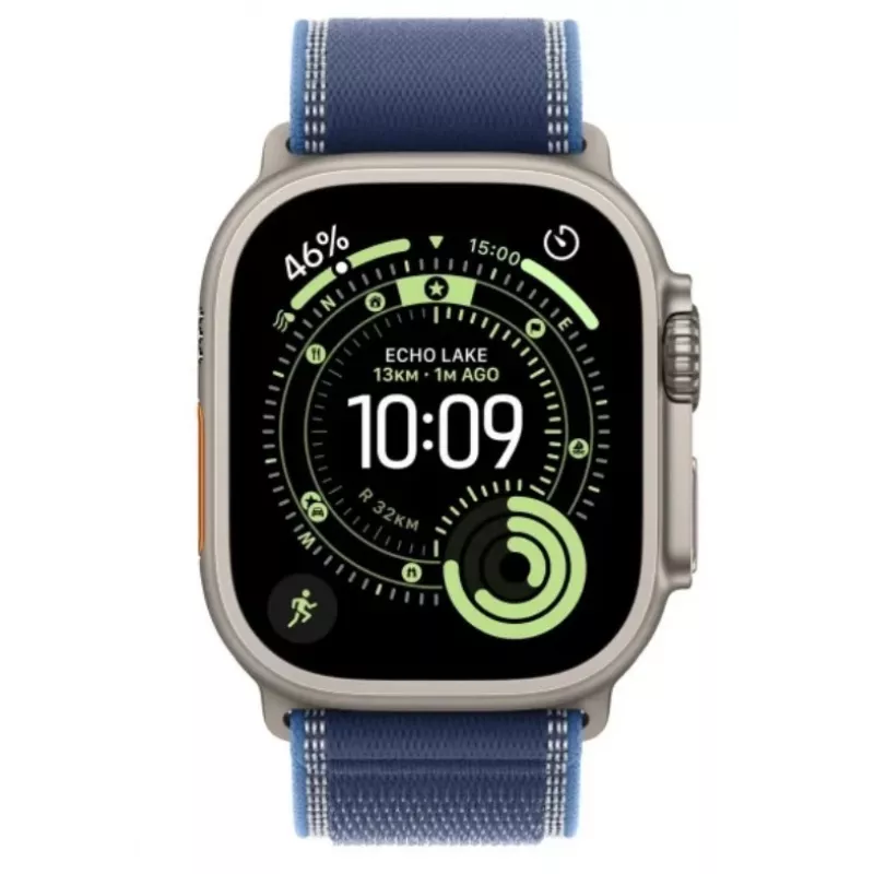 Išmanusis laikrodis Apple Watch Ultra 3 GPS + Cellular 49mm natūralaus titano korpusas, mėlyna/ryškiai mėlyna Trail Loop S/M