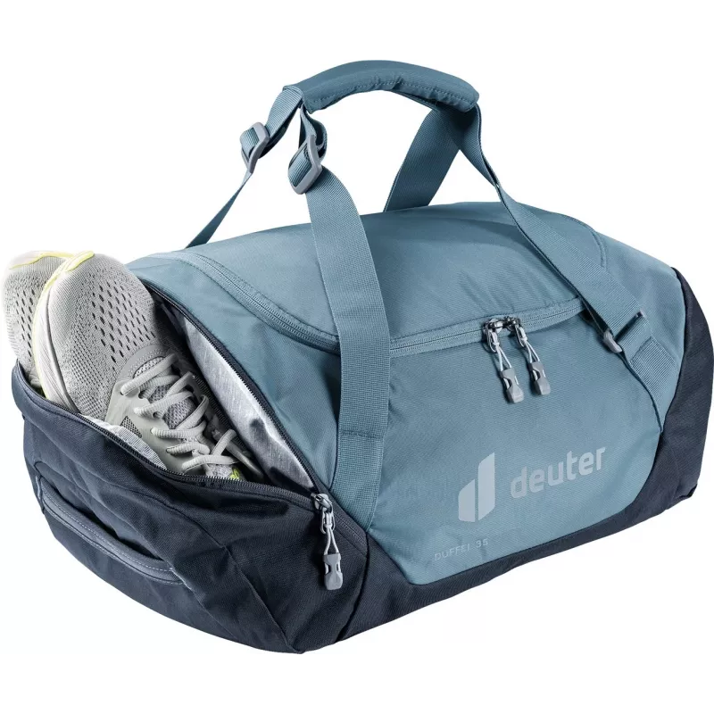 Kelioninis krepšys DEUTER Duffel 35 atlantic-ink — 35 l talpa, vandeniui atsparus dugnas, nešimo rankenos