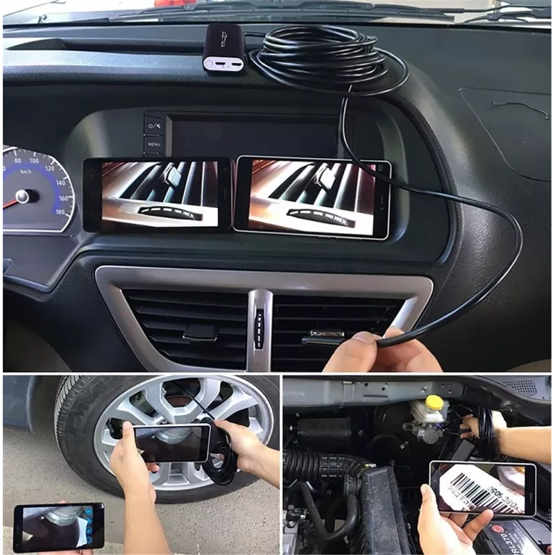 WiFi endoskopas MEDIA-TECH MT4099, 8 mm zondas, 5 m kabelis, IP67, 1280×720@30fps, 70° matymo kampas, 800 mAh baterija