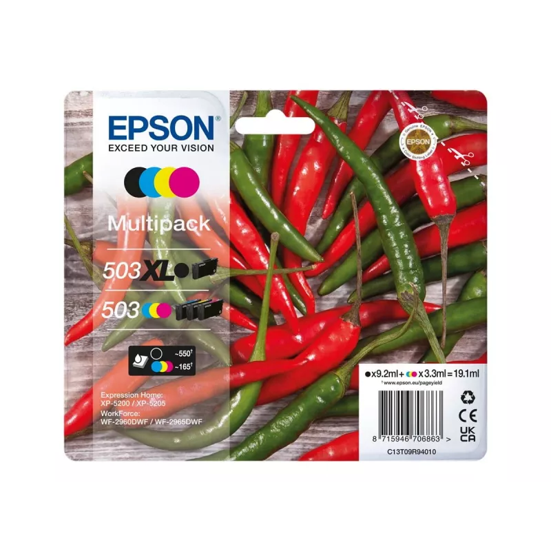 Epson 503 XL rašalo kasetė 4 vnt. Originali Aukšto (XL) našumo juoda, žydra, purpurinė, geltona