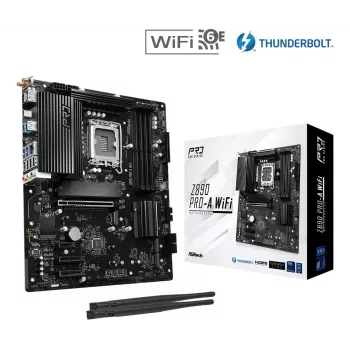Pagrindinė plokštė ASRock Z890 Pro-A WiFi — Intel Z890, LGA 1851, ATX, DDR5, 4x DIMM, 256GB, Wi‑Fi 6E, 2.5Gb LAN