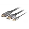 HDMI(M)->DISPLAYPORT(M) LAIDAS 1M 4K JUODAS LANBERG