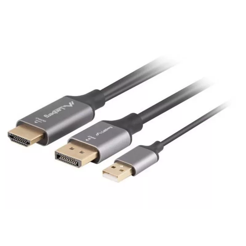 HDMI(M)->DISPLAYPORT(M) LAIDAS 1M 4K JUODAS LANBERG