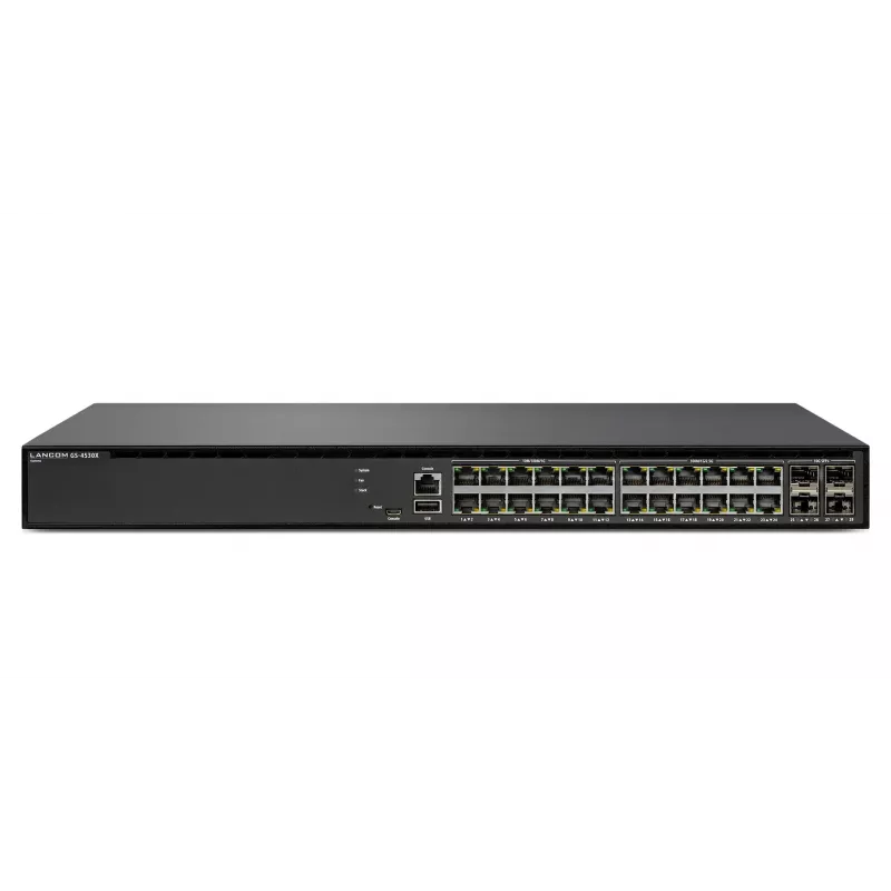 LANCOM GS-4530X - Switch - valdomas - 12 x 10/100/1000 + 12 x 100/1000/2.5G + 4 x 1 Gigabit / 10 Gigabit SFP+ + 2 x 10/40 Gigabit QSFP+ - stalinis